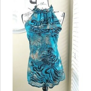 Sleeveless Sheer Halter Neck Top